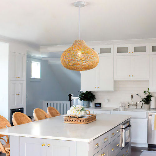 Bay Isle Home Stilwell 1 Light Rattan Kitchen Island Pendant